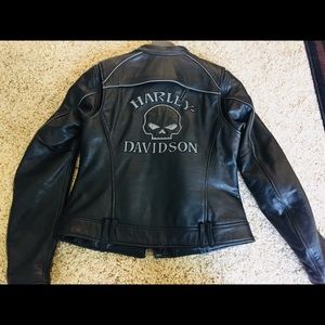 Harley Davidson Leather Jacket with hoodie.
